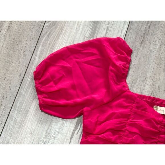 Altar’d State hot pink ruched crop top size small - Picture 3 of 10